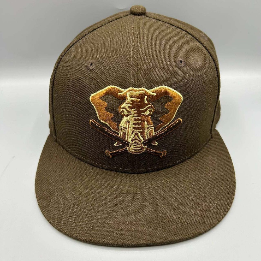 Oakland Athletics MLB Hat Men 7 3/8 Brown Yellow 59Fifty New Era Fitted Cap